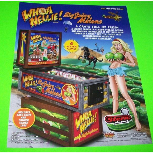 Whoa Nellie Big Juicy Melons Flyer Original Pinball Machine Sexy Lady Risque - Picture 6 of 7
